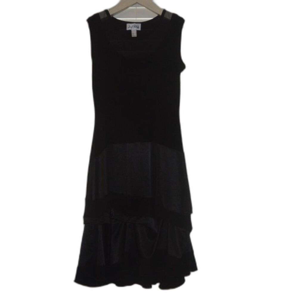 Joseph Ribkoff Sleeveless Ruffle Hem Midi Black Dress Formal Size 10
